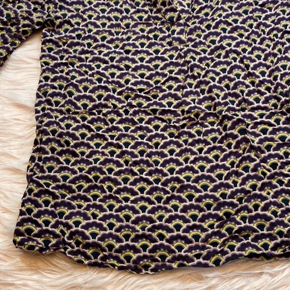 Boden Geometric Floral Retro Patterned Popover Blouse - Picture 9 of 11